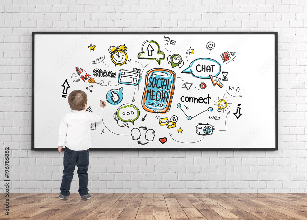 Cute little boy drawing marker social media Cute little boy drawing marker social media