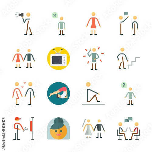 icon Human with television, bride, selutation, boyfriend  and dialogue