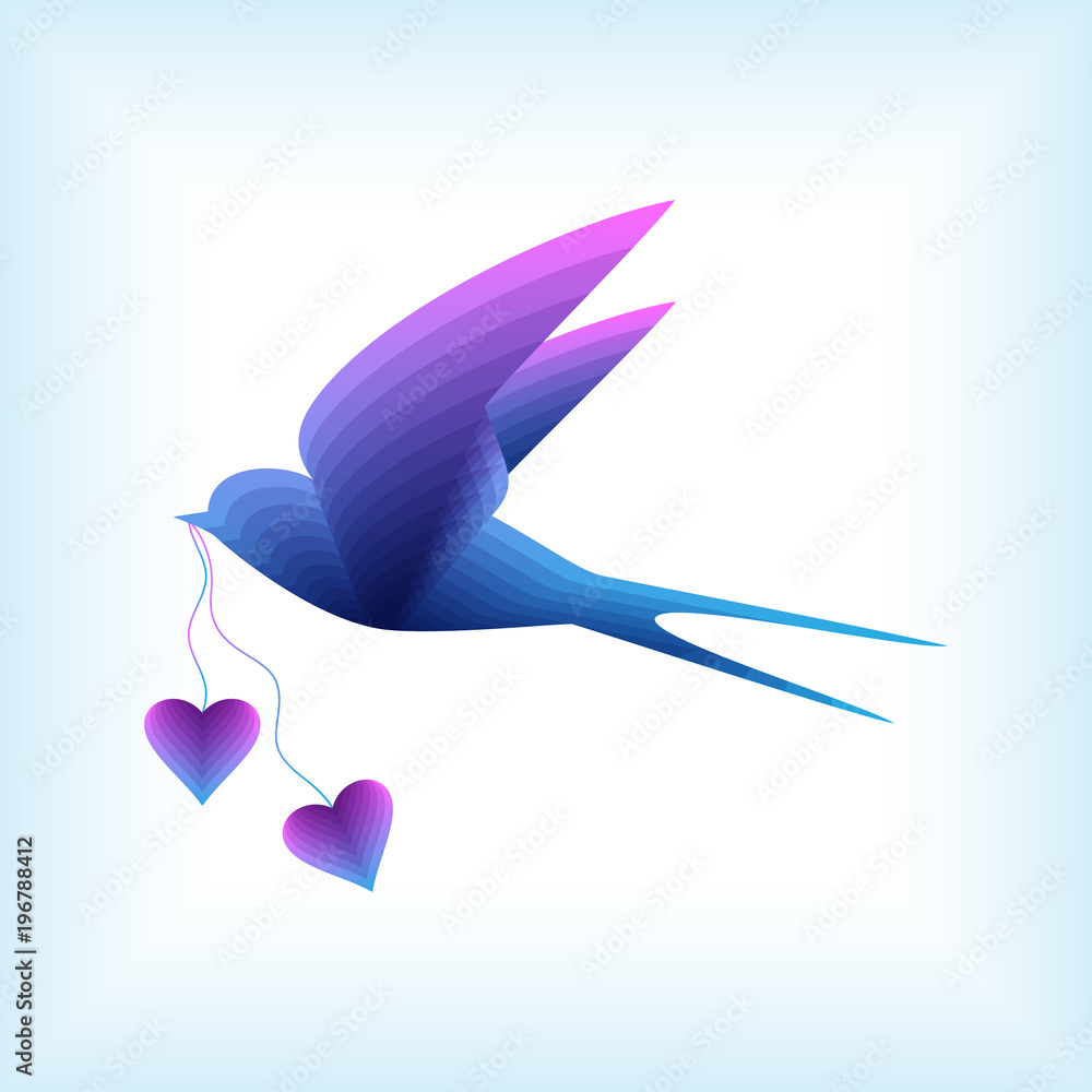 Fototapeta premium swallow flying with hearts