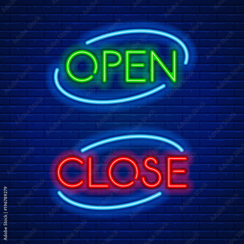 Obraz premium Neon signs open and close