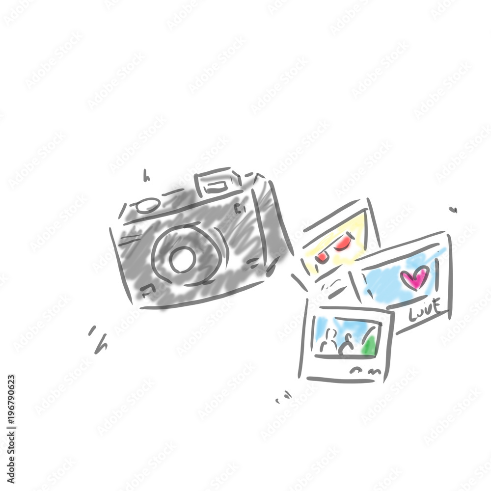 カメラと写真 落書き風ゆるいイラスト Stock Illustration Adobe Stock