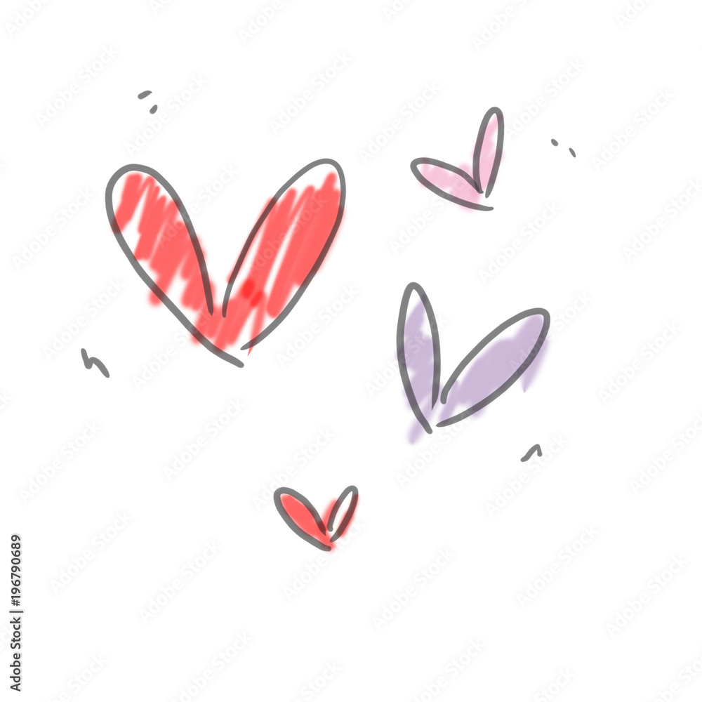 パステルなハート 落書き風ゆるいイラスト Stock Illustration Adobe Stock