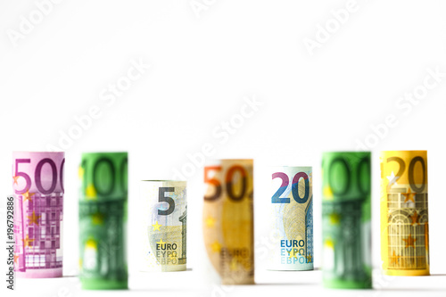Different Euro banknotes from 5 to 500 Euro