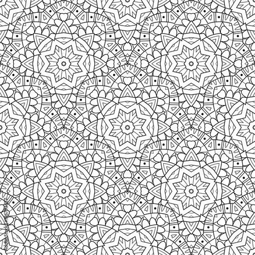 Vector Seamless Monochrome Pattern. Printable Coloring Pages. Hand Drawn Decorative Scales