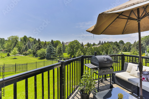 Photography Backyard garden of custom built luxury house in the suburbs of Toronto, Canada