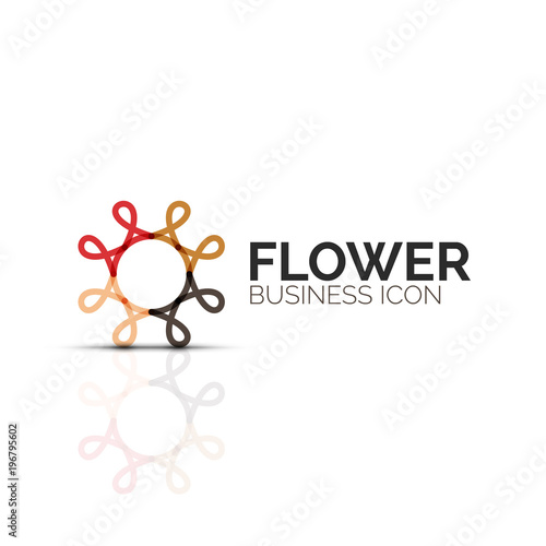 Abstract flower or star minimalistic linear icon, thin line geometric flat symbol for business icon design, abstract button or emblem