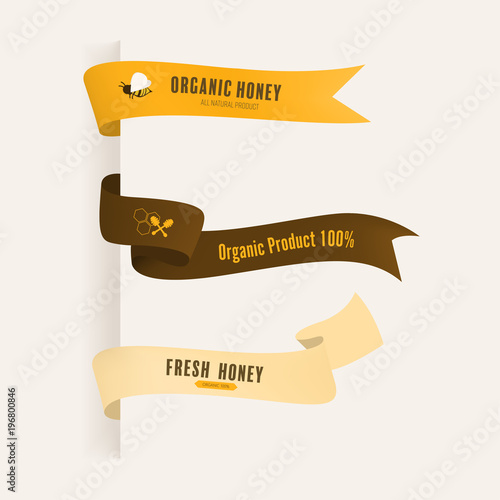 Set of honey and bee labels and banner vector design.