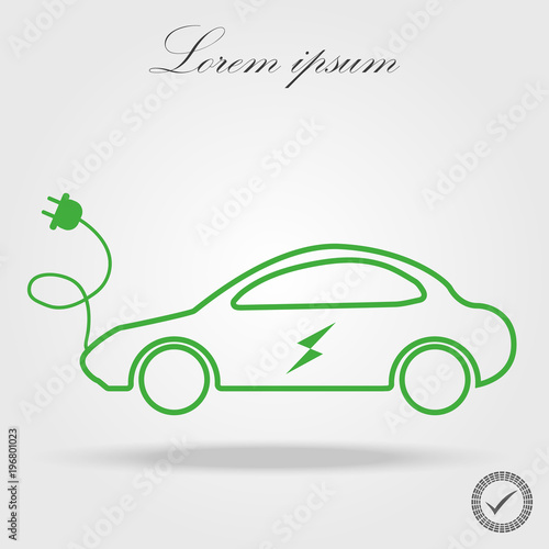 Green electric car charging point icon vector. Renewable eco technologies