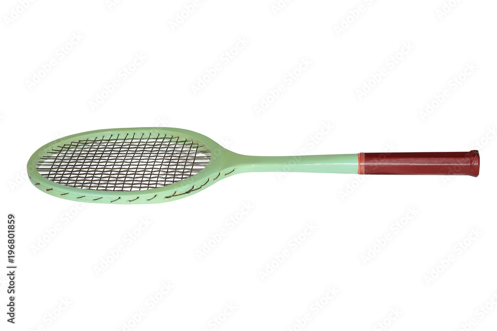 Old wooden racket for the big tennis isolated on white background Old wooden racket for the big tennis isolated on white background