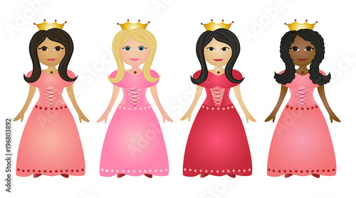 Princess icon vector set
