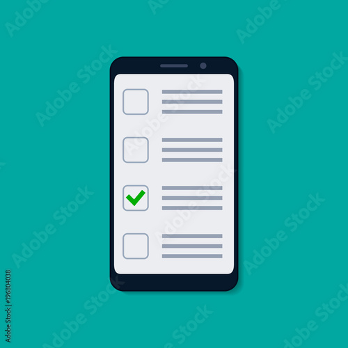 Checklist on the mobile phone screen. Vector isolated illustration in flat style © tatianasun