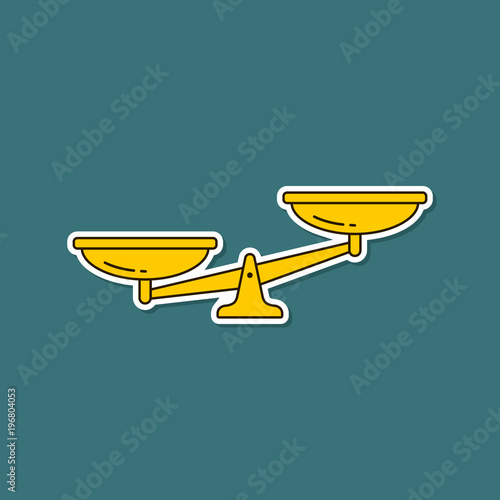 Scales sticker icon. Vector scale symbol isolated illustration