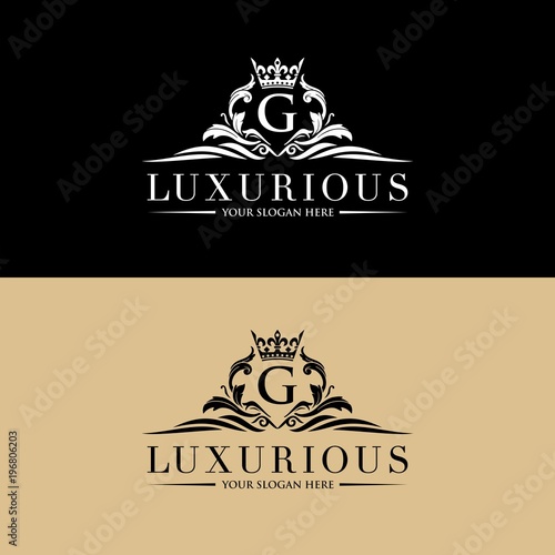 Luxury vintage crest logo. Calligraphic royal emblems and elements elegant decor. Vector crest monogram ornament for letter