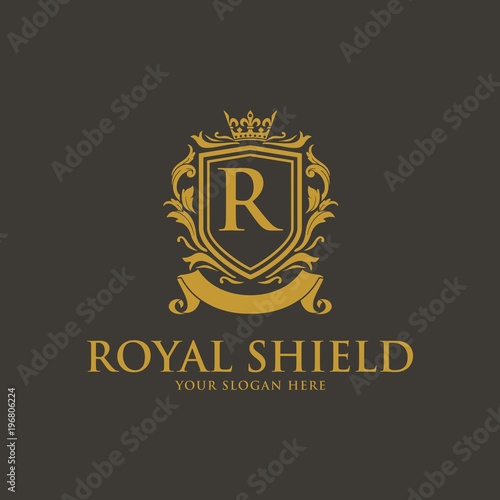 Luxury vintage crest logo. Calligraphic royal emblems and elements elegant decor. Vector crest monogram ornament for letter