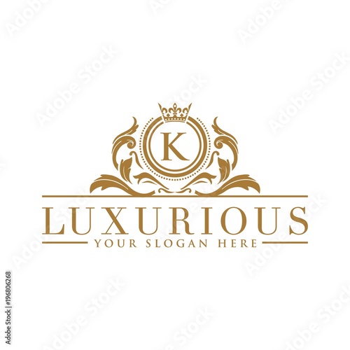 Luxury vintage crest logo. Calligraphic royal emblems and elements elegant decor. Vector crest monogram ornament for letter