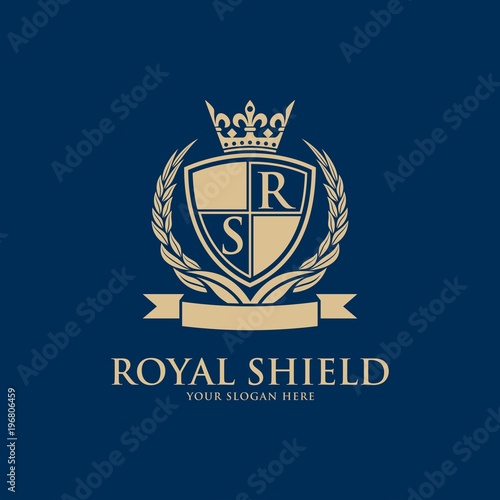 Luxury vintage crest logo. Calligraphic royal emblems and elements elegant decor. Vector crest monogram ornament for letter
