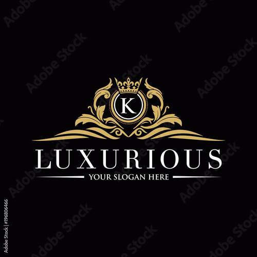 Luxury vintage crest logo. Calligraphic royal emblems and elements elegant decor. Vector crest monogram ornament for letter photo