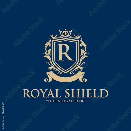 Luxury vintage crest logo. Calligraphic royal emblems and elements elegant decor. Vector crest monogram ornament for letter