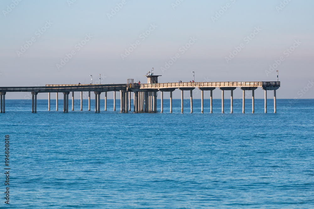 Far end of the Ocean Beach fishing pier in San Diego, California.