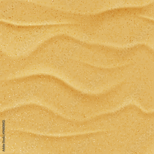 Vector yellow sand beach seamless texture. Abstract summer nature background. Desert dune realistic illustration.