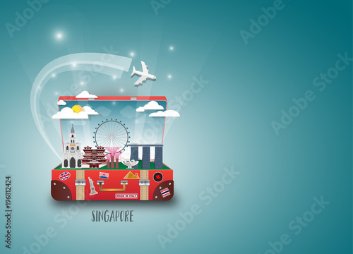 Singapore Landmark Global Travel And Journey paper background. Vector Design Template.used for your advertisement, book, banner, template, travel business or presentation.