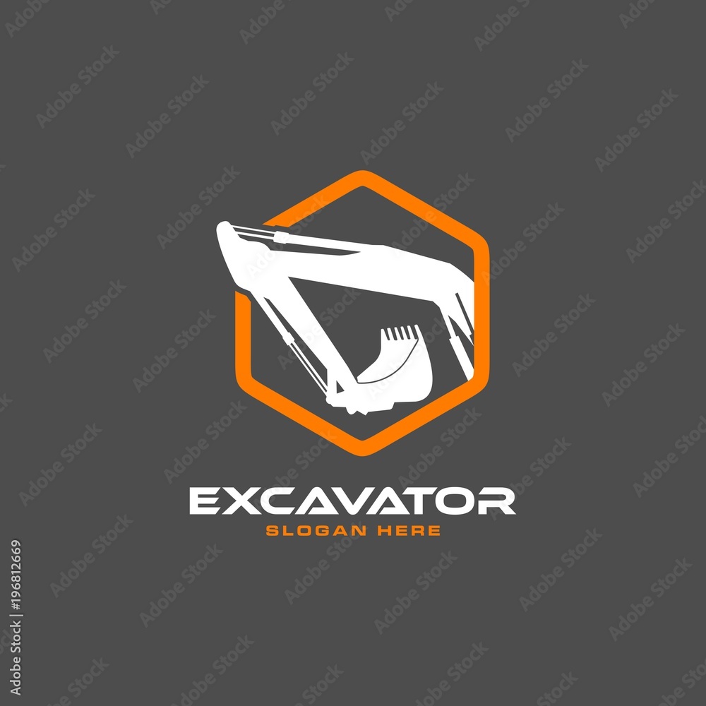 Excavator Vector Logo Template. construction, vector illustration Excavator Vector Logo Template. construction, vector illustration