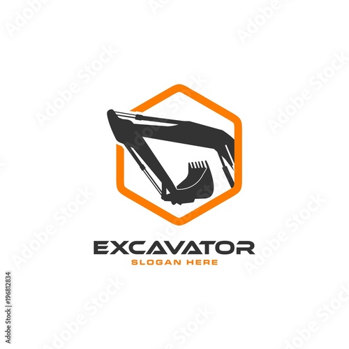 Excavator Vector Logo Template. construction, vector illustration