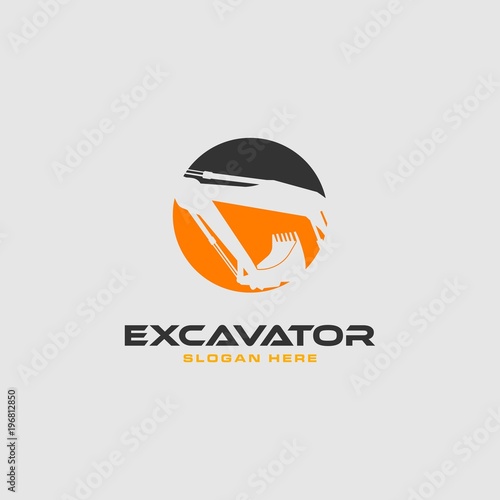 Excavator Vector Logo Template. construction, vector illustration