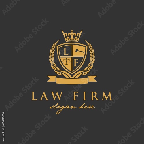 Law Firm,Law Office, Lawyer services, Luxury vintage crest logo, Vector logo template