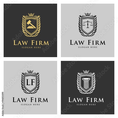 Law Firm,Law Office, Lawyer services, Luxury vintage crest logo, Vector logo template