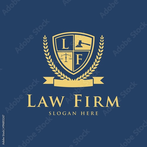 Law Firm,Law Office, Lawyer services, Luxury vintage crest logo, Vector logo template