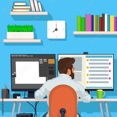 working man view from back