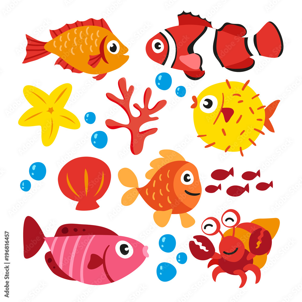 Sea animals collection