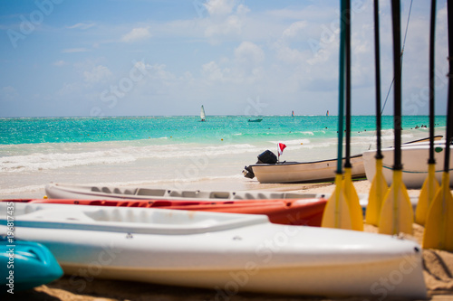 Boats on a Beach, Exotic Caribbean Island