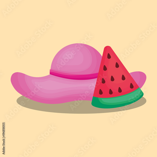 Summer time design with cocktail and watermelon over blue background, colorful design vector illustration