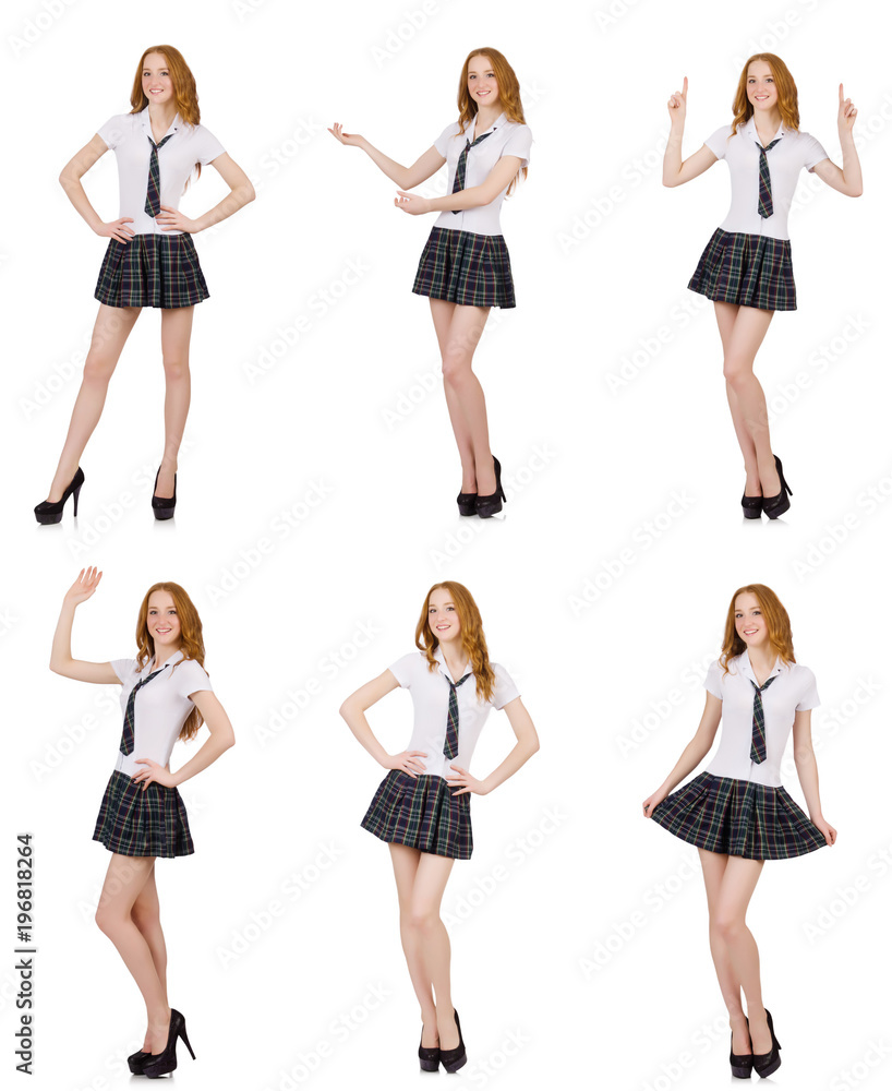 Young student female holding isolated on white Young student female holding isolated on white