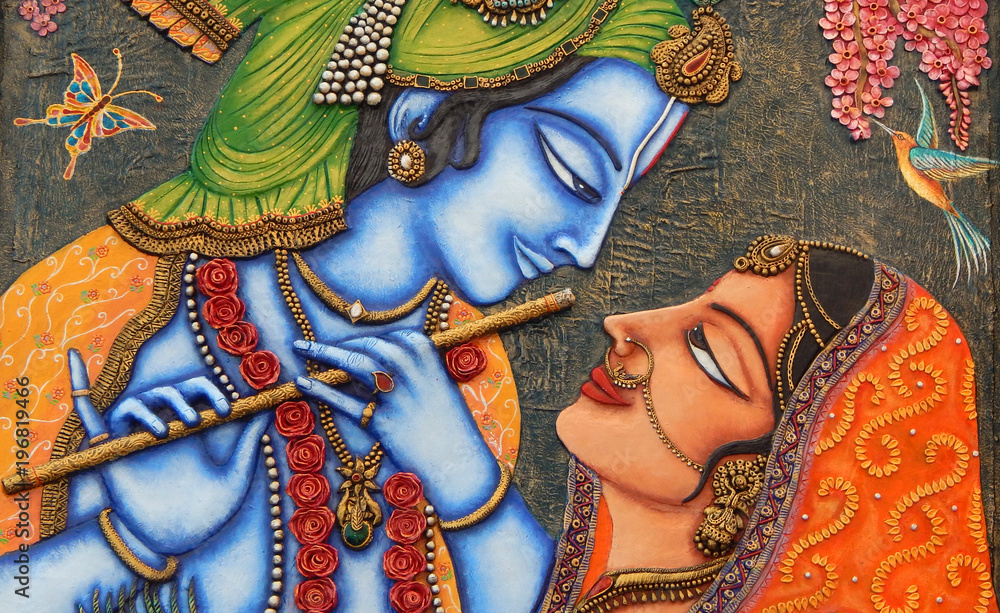 Fototapeta premium Hindu God Sri Krishna and Radha art