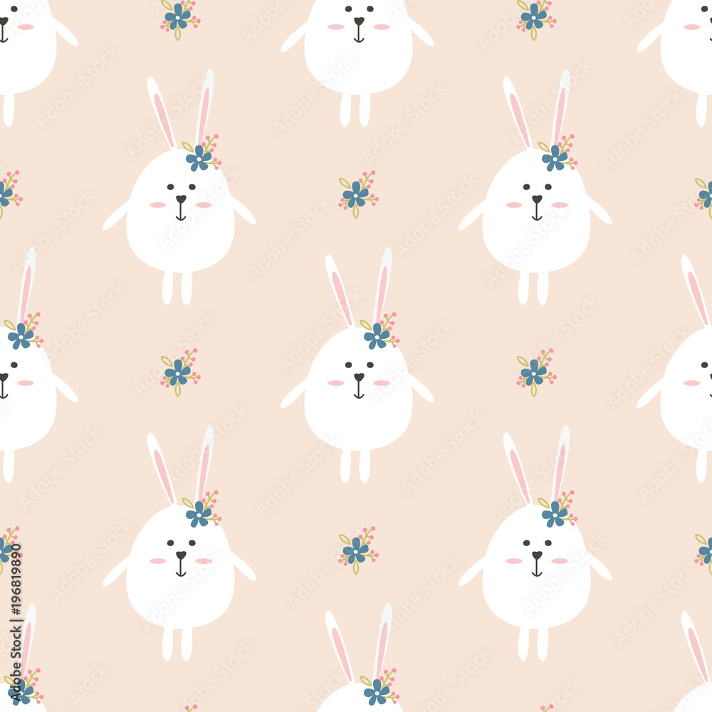 Seamless pattern with rabbits and flowers Seamless pattern with rabbits and flowers