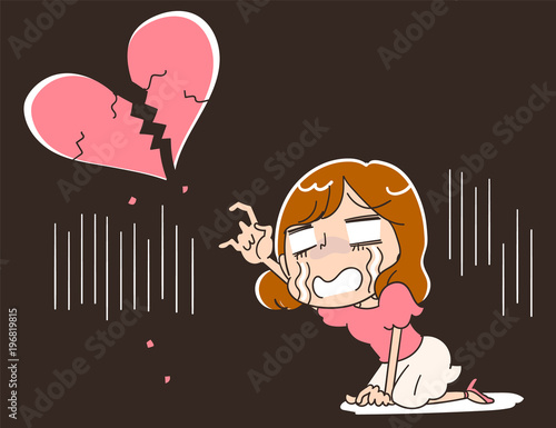 失恋した女性のイラスト
