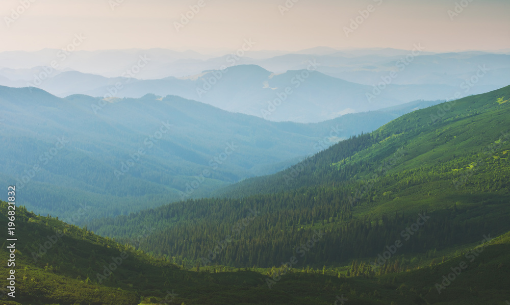 Fototapeta premium Mountain landscape fog