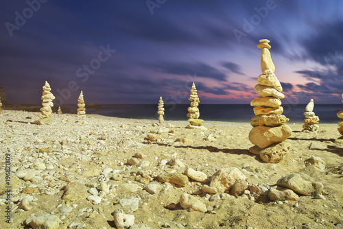 Stone towers on the sea