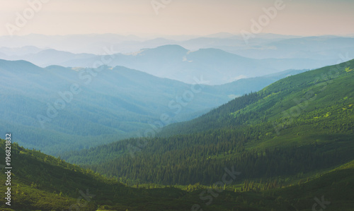 Mountain landscape fog