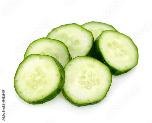 Slice cucumber isolated on the white background