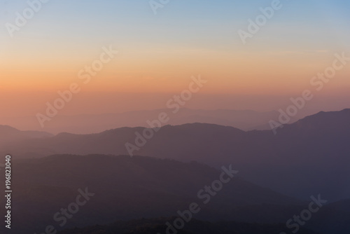  row of mountain on morning time. © coffmancmu