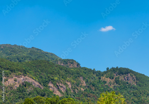 mountain and blue sky in background