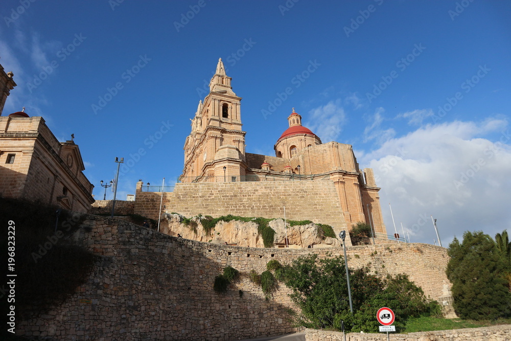View to Parish church of Mellieha, Malta