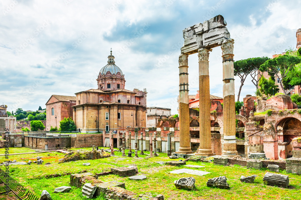 Ancient ruins of Roman Forum in Rome, Italy
