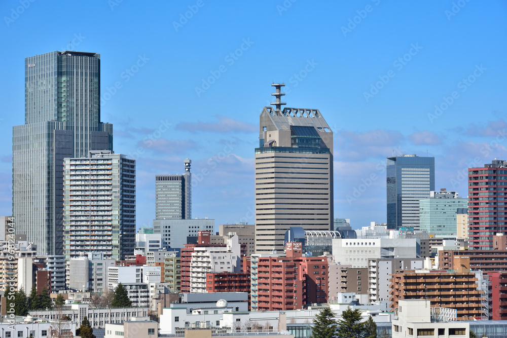 Obraz premium 仙台市遠望 仙台市愛宕橋付近より北方を望む