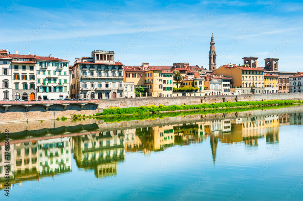Florence, Italy. View of the Old town from Arno river.