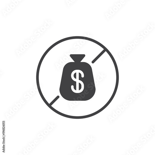 No dollar money bag vector icon. filled flat sign for mobile concept and web design. bankruptcy simple solid icon. Symbol, logo illustration. Pixel perfect vector graphics